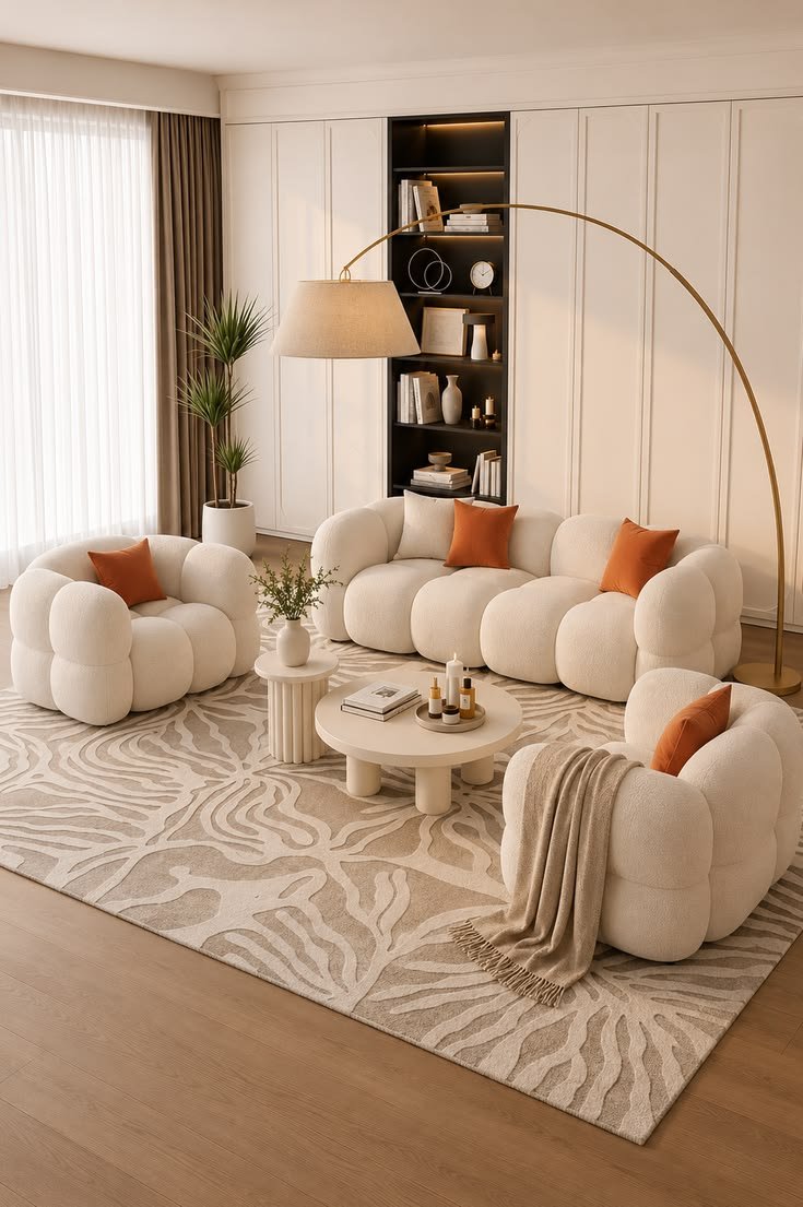 Clouds white 3+1+1 sofa set